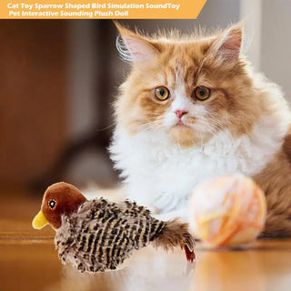 Cat Toy Sparrow Shaped Funny Bird Simulation Sound Toy Pet Interactive Sounding Plush Doll Pet Supplies