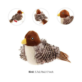 Cat Toy Sparrow Shaped Funny Bird Simulation Sound Toy Pet Interactive Sounding Plush Doll Pet Supplies