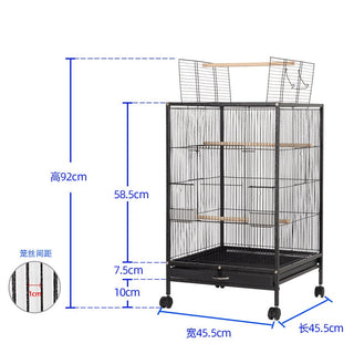 Large Metal Bird Cage with Wood Stand