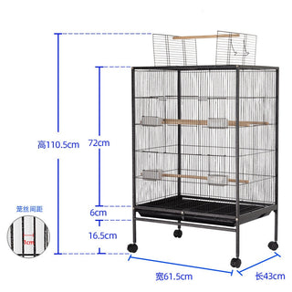 Large Metal Bird Cage with Wood Stand