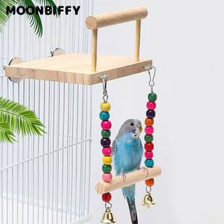 Bird Swing Toy Wooden Parrot Stand